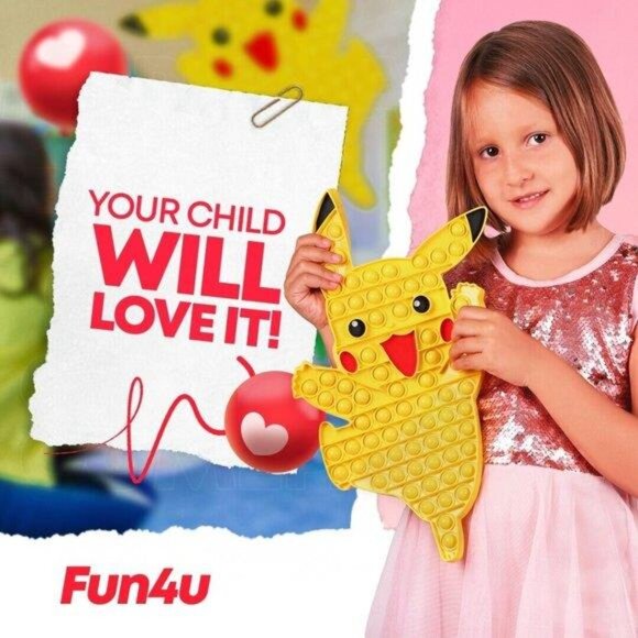 Pokemon Pikachu Toy Big Size Large Pop It 40 cm Special Design Stress Relief - Picture 4 of 5